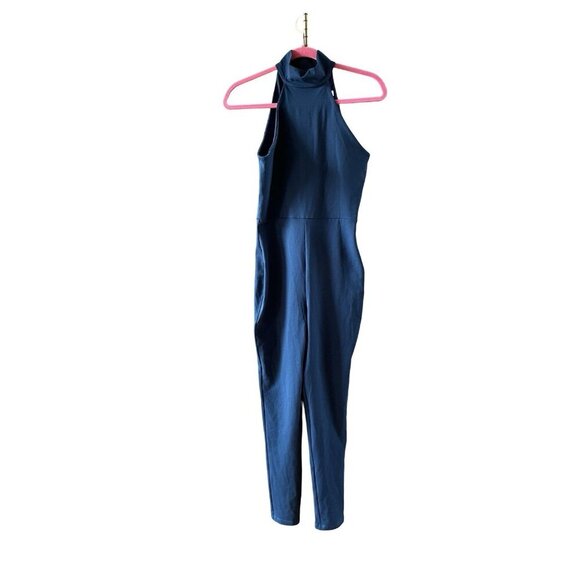 NWT Susana Monaco Dark Teal Blue Mock Neck Legging Jumpsuit Size Small - Picture 8 of 11